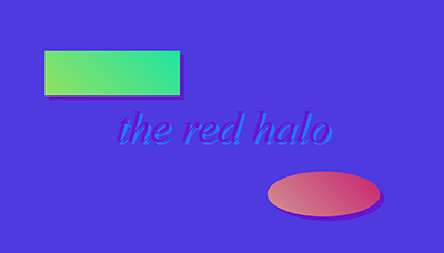 Screenshot of a website with text that reads The Red Halo on a blue background