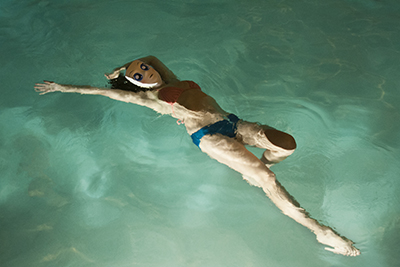Self portrait of Julianne Aguilar in a pool in Albuquerque
